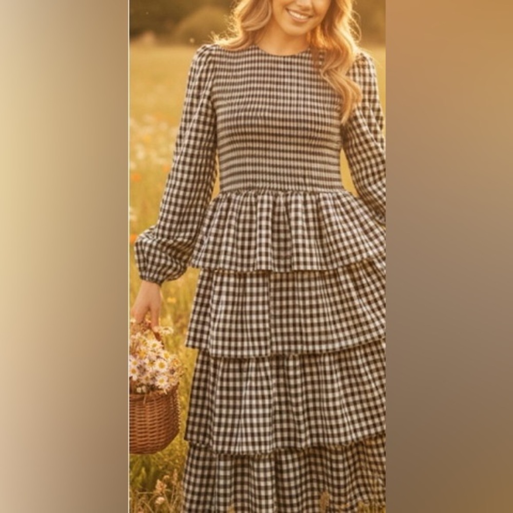 JessaKae Gather Smocked Gingham Dress - NWT - Picture 2 of 9
